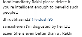 Comments Rakhi Sawant post