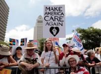 Protestors at anti-Trump protest in Los Angeles
