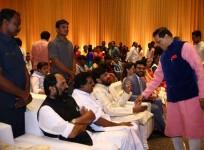 Chiranjeevi and Ram Chara at T Subbarami Reddy's grandson wedding