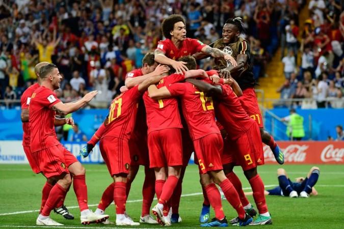 Belgium celebrate after surviving a scare against Japan on Monday. Belgium national football team