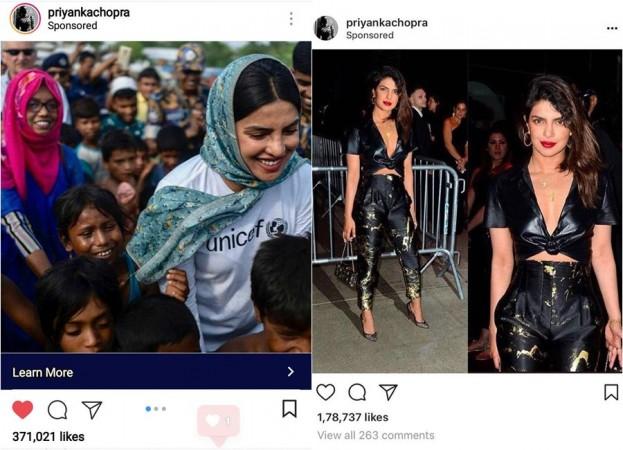 Snapshots of Priyanka Chopra's sponsored posts Snapshots of Priyanka Chopra's sponsored posts