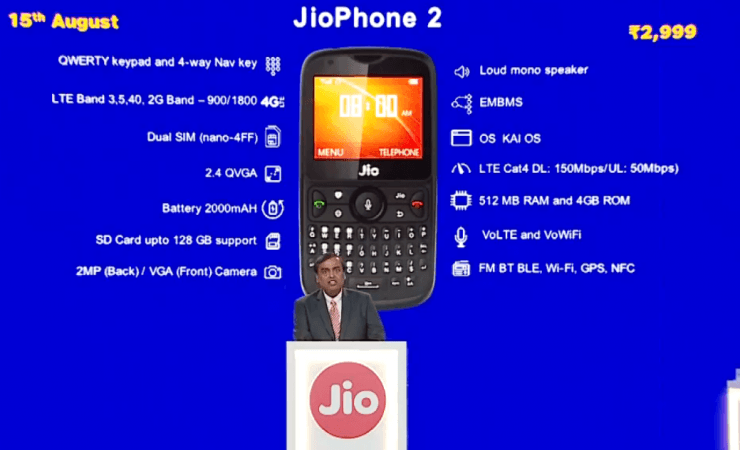 Reliance JioPhone 2, JioGigafiber and more announced at Annual General Meeting 2018 Reliance, JioPhone 2, features,launch date