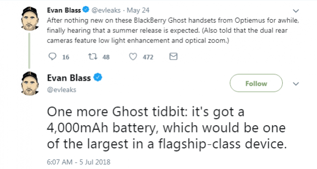 BlackBerry Ghost to have the biggest battery found in any flagship BlackBerry Ghost to have the biggest battery found in any flagship