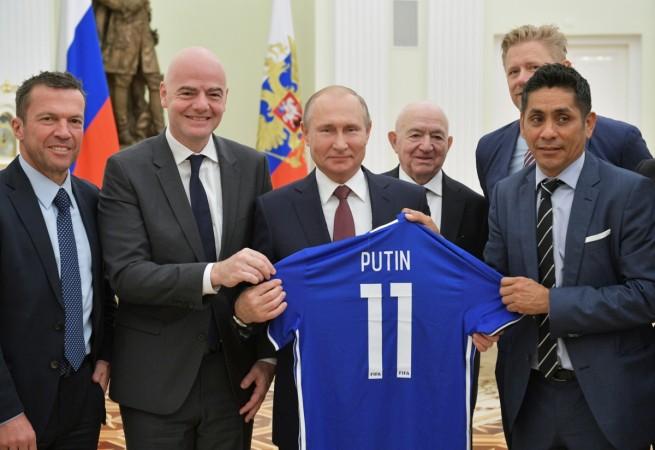 Putin with a Russian jersey ahead of the FIFA World Cup