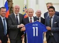Putin with a Russian jersey ahead of the FIFA World Cup