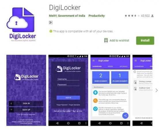 In picture: The DigiLocker app in Google Play Store. DigiLocker