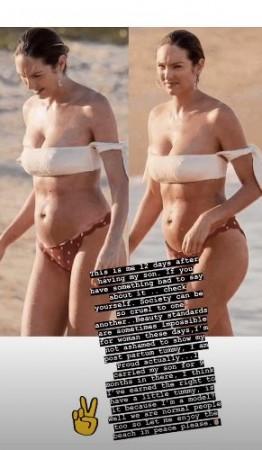 Candice Swanepoel hit the beach in Vitoria, Brazil in her bikini just 12 days after giving birth to baby Candice Swanepoel