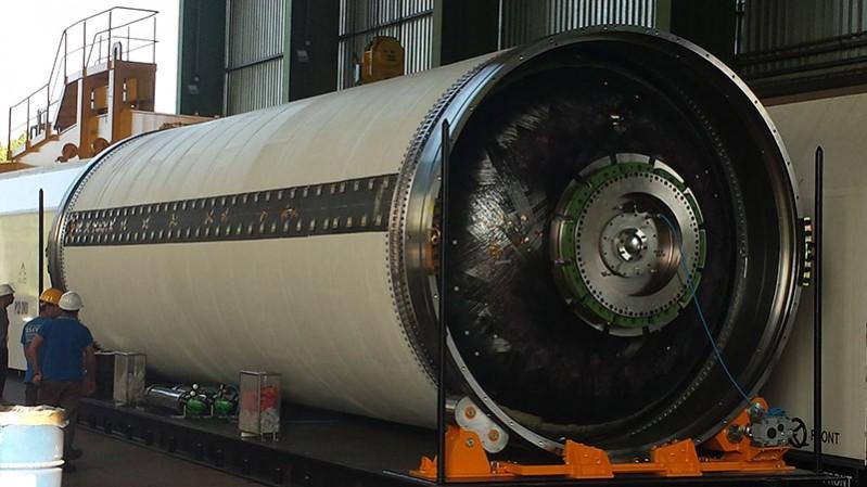The first Booster Case of the new P120C Solid Rocket Motor has recently completed manufacturing and successfully passed mechanical load and pressure testing at the Avio plant in Colleferro. Over the past few weeks, this first article has travelled to the European Spaceport in Kourou. (ESA) P120C
