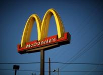 The logo of a McDonald's Corp restaurant