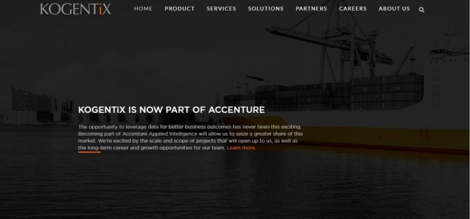 The Kogentix website, announcing its deal with Accenture. Kogentix website
