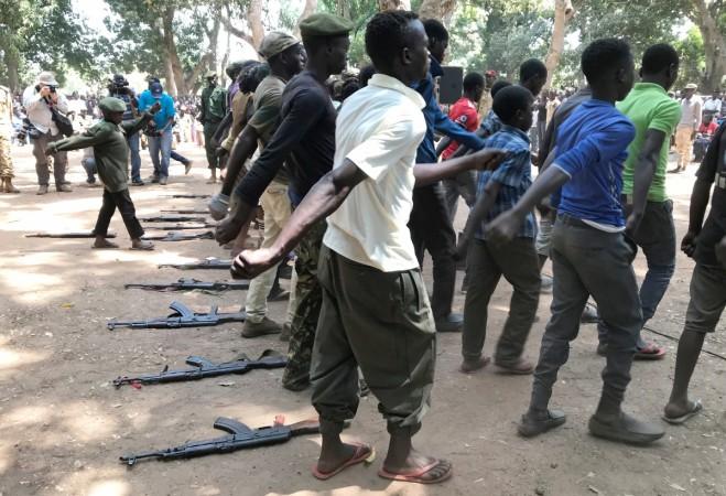 South Sudanese children released by armed groups attend a ceremony in the western town of Yambio, South Sudan South Sudanese children