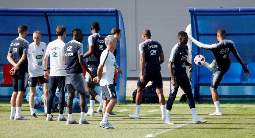 France coach Didier Deschamps during training ahead of the World Cup final in Moscow. France coach Didier Deschamps