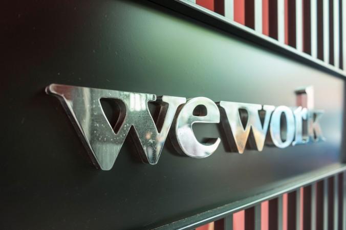 A logo of U.S. co-working firm WeWork
