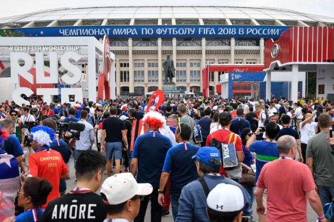 Fans entering the Luzhniki Stadium ahead of the World Cup final. Moscow Fifa World Cup