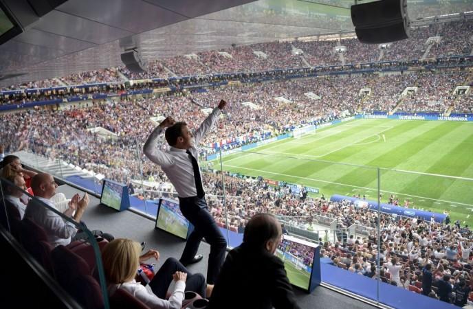 French president Immanuel Macron was passionately celebrating from the stands during the final. French president Emmanuel Macron