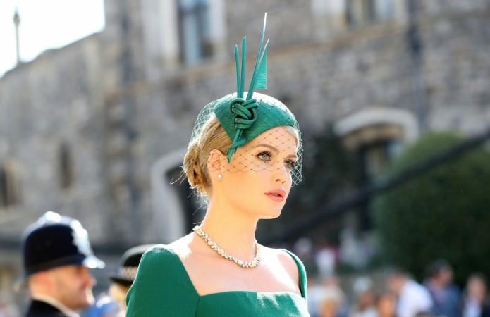 Lady Kitty Spencer arrives at St George's Chapel at Windsor Castle for the wedding of Meghan Markle and Prince Harry. Saturday May 19, 2018. Kitty Spencer