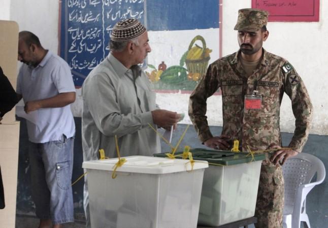 Pakistan Army personnel on the day of polling. pak army