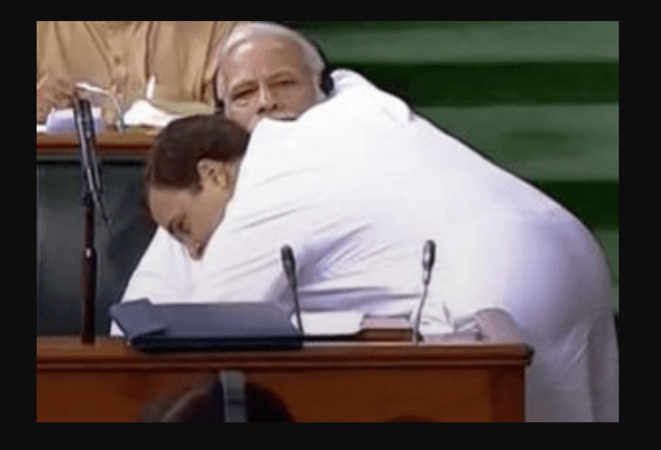 Rahul Gandhi hugged Modi. rahul modi hug
