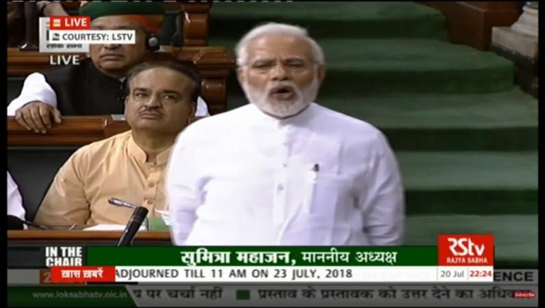 Prime Minister Narendra Modi addresses in Lok Sabha in New Delhi on July 20, 2018 Narendra Modi addresses in Lok Sabha