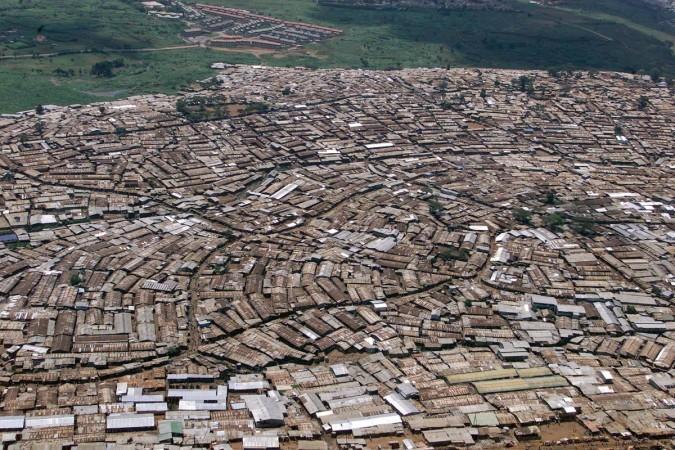 An aerial view of Kibera slums in Nairobi December 5, 2001. An aerial view of Kibera slums in Nairob