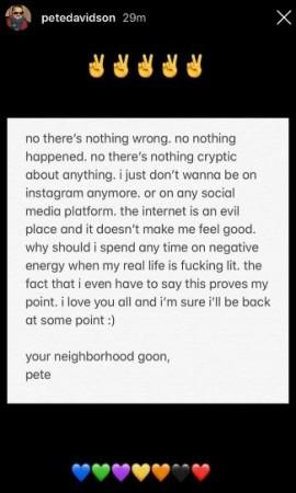 Pete Davidson left social media accounts Pete Davidson