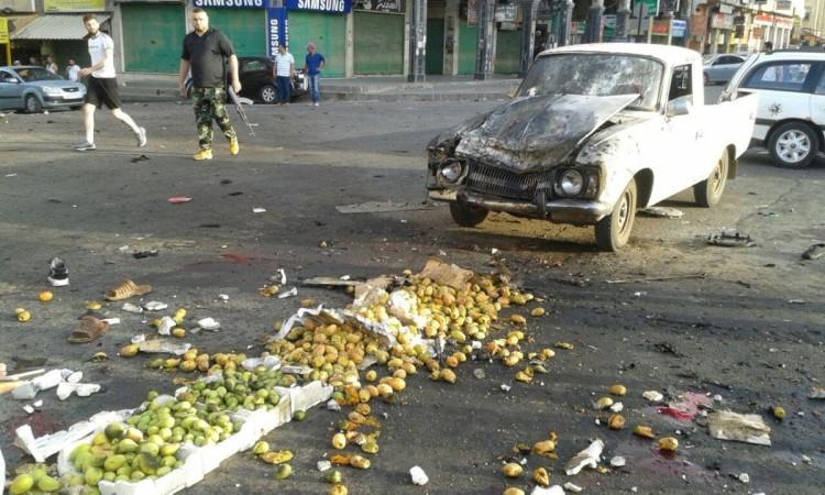 Damages after a suicide bomb attack are seen in Sweida, Syria July 25, 2018. Damages after a suicide bomb attack are seen in Sweida, Syria