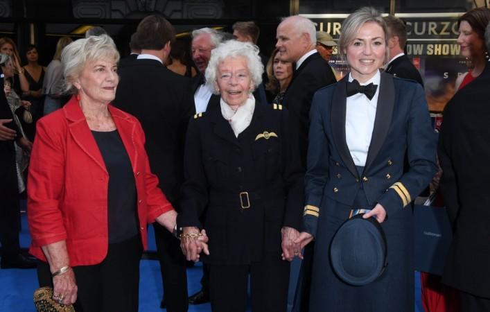 RAF Veteran Mary Ellis (C) attends the World Premiere of 'Spitfire' at The Curzon Mayfair on July 9, 2018 in London, England. Mary Ellis