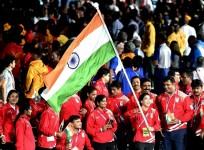 The Indian contingent at the closing ceremony of the 2018 Commonwealth Games