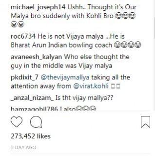 Instagram comments. Vijay Mallya Virat Kohli