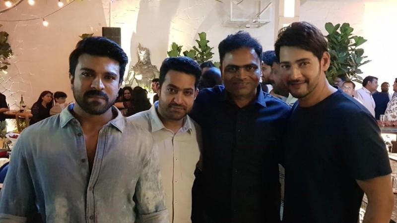 Mahesh Babu, Jr NTR and Ram Charan at Vamshi Paidipally's birthday party Mahesh Babu, Jr NTR and Ram Charan at Vamshi Paidipally's birthday party