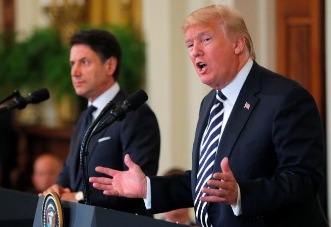 U.S. President Donald Trump and Italy's Prime Minister Giuseppe Conte hold a joint news conference in the East Room of the White House in Washington, U.S., July 30, 2018. U.S. President Donald Trump and Italy's Prime Minister Giuseppe Conte