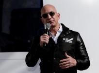 Jeff Bezos addresses the media about the New Shepard rocket booster