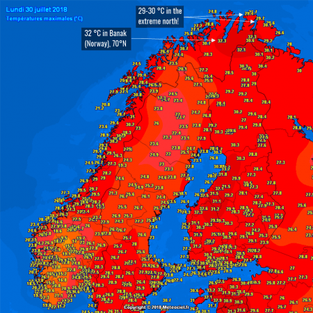 Maximum temperatures across north Europe this week Extreme weather