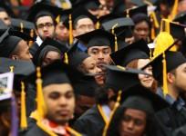 Students at a graduation ceremony