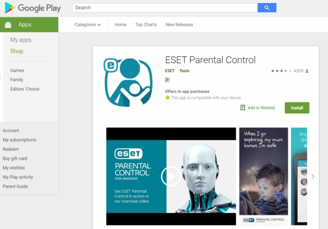 ESET Parental Control, kids safey, mobile app,