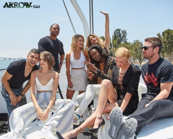 Arrow series regulars strike a pose. Arrow