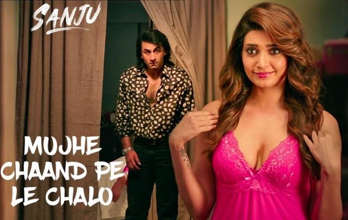 Ranbir Kapoor as Sanjay Dutt, Karishma Tanna as Paresh Ghelani's girlfriend Pinky in Sanju Ranbir Kapoor, Karishma Tanna, Sanju