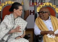 DMK's Karunanidhi and Congress leader Sonia Gandhi