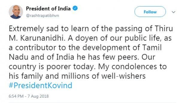 President Kovind's tweet. kovind