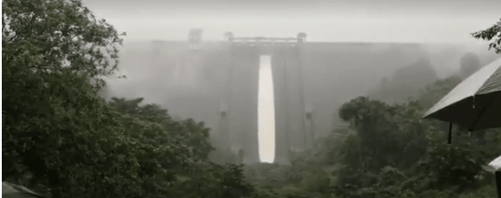 Water released from the idukki dam. Idukki falls