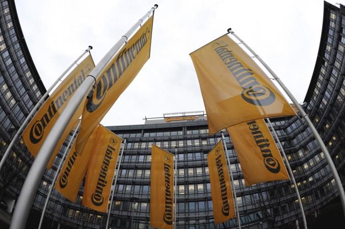 Flags of Germany's Continental AG hang in the rain during a board meeting of Continental in Frankfurt, March 6, 2009 file photo. Continental AG