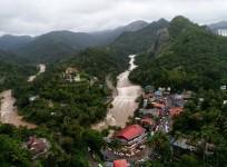 Aerial view of flood affected areas in Kerala