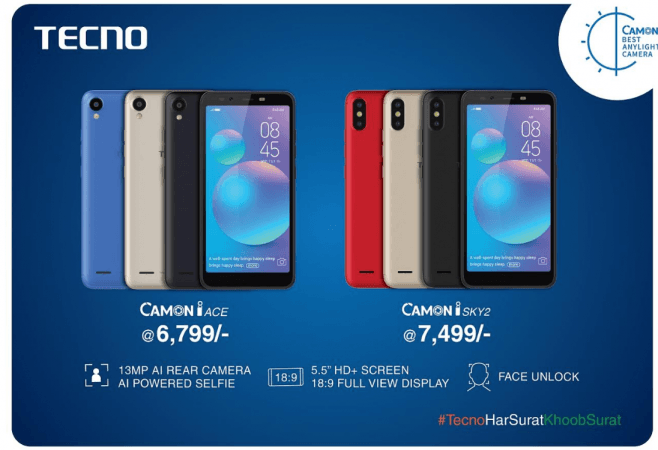Tecno Mobiles launches new Camon iAce and iSky 2 in India for Rs 6,799 and Rs 7,499, respectively. Tecno, Camon iAce, Camon iSky 2, India, launch, price