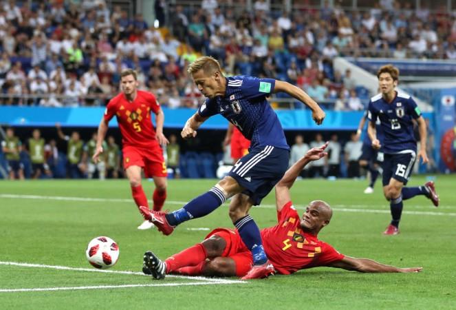 Keisuke Honda shoots during the 2018 FIFA World Cup Russia Keisuke Honda