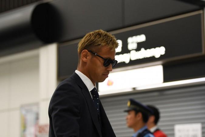 Keisuke Honda is seen on arrival at Narita International Airport on July 5, 2018 Keisuke Honda