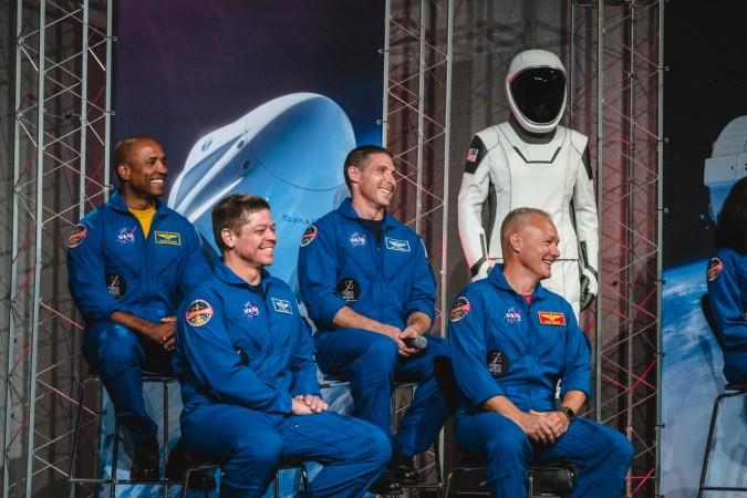 Top row, left to right: NASA Astronauts Victor Glover and Mike Hopkins; bottom row, left to right: NASA Astronauts Bob Behnken and Doug Hurley (SpaceX handout) SpaceX