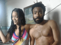 Rihanna and Donald Glover posing together, are they filming their next movie?