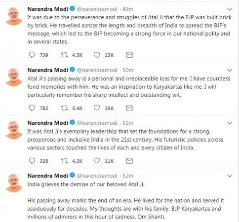 Modi tweet on Atal