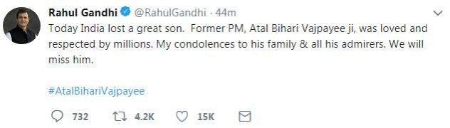 rahul tweet on atal