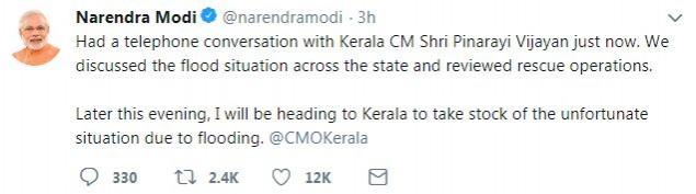 Modi Kerala rains tweet